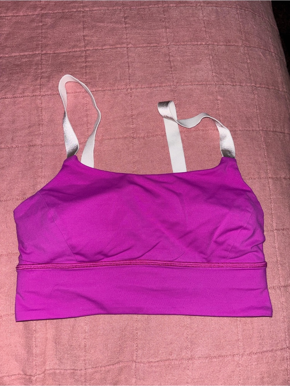 lululemon athletica Bright Magenta Sports Bralette with White Straps